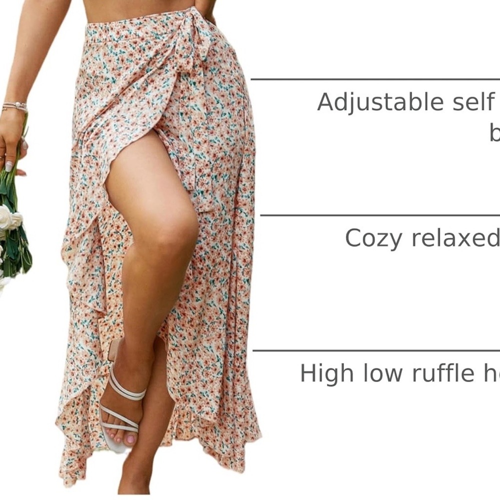 Cupshe Floral Maxi Skirt - Black and Orange - Picture 3 of 3